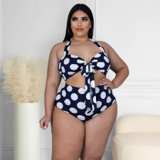 Plus Size Polka Dot Halter Bikinis 2 Piece Sets ASL-7076