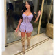 Sexy Mesh Patchwork Sleeveless 2 Piece Shorts Set YMEF-5060