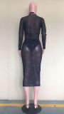 Sexy Mesh See Through Club Dress+Lingerie 3 Piece Sets ORY-Y5190