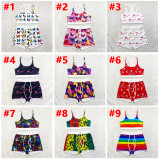 Sexy Printed Tank Top And Shorts Sports 2 Piece Sets SHD-9367