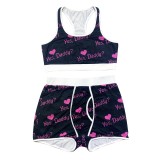 Sexy Printed Tank Top And Shorts Sports 2 Piece Sets SHD-9367