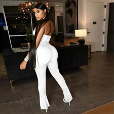 Solid Sexy Strapless Split Jumpsuit DDF-88159