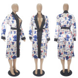 Sexy Printed Long Sleeve Sashes Nightgown SHD-9813