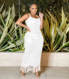 Sexy Knitted Tassel Sleeveless Seaside Maxi Dress TR-1199