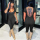 Solid Short Sleeve Backless Jumpsuit FOSF-8209