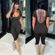 Solid Short Sleeve Backless Jumpsuit FOSF-8209