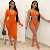 Sexy Mesh See Through Club Dress+Lingerie 3 Piece Sets ORY-Y5190