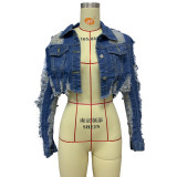 Fashion Ripped Short Denim Coat LSD-9001