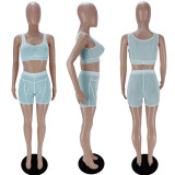 Sexy Mesh See Through Tank Top And Shorts 2 Piece Sets XYF-9133