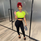 Casual Short Sleeve Two Piece Pants Set YIM-252