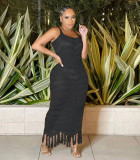 Sexy Knitted Tassel Sleeveless Seaside Maxi Dress TR-1199