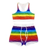 Sexy Printed Tank Top And Shorts Sports 2 Piece Sets SHD-9367