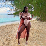 Sexy Solid Swimsuit With Long Cloak 2 Piece Sets PHF-13276