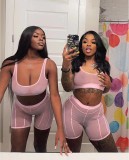 Sexy Mesh See Through Tank Top And Shorts 2 Piece Sets XYF-9133