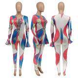 Fashion Sexy Print Hollow Bandage Jumpsuit WMEF-20780