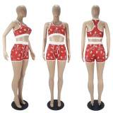 Sexy Printed Tank Top And Shorts Sports 2 Piece Sets SHD-9367