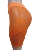 Plus Size Sexy Mesh Patchwork 2 Piece Shorts Set MEM-88428