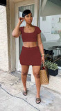 Sexy Knitted Short Sleeve Mini Skirt 2 Piece Sets TR-1198