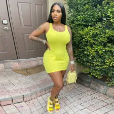 Plus Size Solid Sleeveless Bodycon Mini Dress SFY-2162