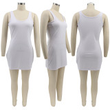Plus Size Solid Sleeveless Bodycon Mini Dress SFY-2162