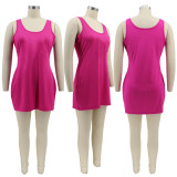 Plus Size Solid Sleeveless Bodycon Mini Dress SFY-2162