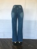 Plus Size Denim Ripped Hole Mid-Waist Jean Pants LX-5511
