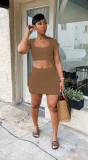 Sexy Knitted Short Sleeve Mini Skirt 2 Piece Sets TR-1198
