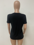 Letter Print O Neck Short Sleeve T Shirt LSD-82034