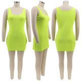 Plus Size Solid Sleeveless Bodycon Mini Dress SFY-2162
