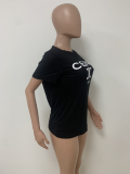 Letter Print O Neck Short Sleeve T Shirt LSD-82034
