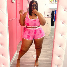 Plus Size Printed Tank Top And Shorts 2 Piece Sets BDF-8133