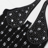 Plus Size Hot Drilling Halter Club Midi Dress NY-8990
