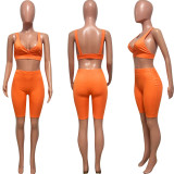Solid Sexy Two Piece Shorts Set HMS-5538
