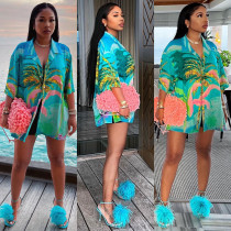 Casual Loose Printed Shirt Top WMEF-20791