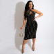 Plus Size Hot Drilling Halter Club Midi Dress NY-8990