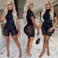 Sexy Hole Short Sleeve Tight Romper AL-281