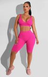 Solid Sexy Two Piece Shorts Set HMS-5538
