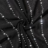 Plus Size Hot Drilling Deep V Neck Halter Maxi Club Dress NY-8983