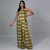 Plus Size Sexy Printed Sleeveless Loose Pants 2 Piece Sets OSIF-22198