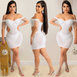 Sexy Hot Drilling Tassel Hollow Night Club Dress BY-5645