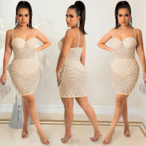 Sexy Hot Drilling Night Club Sling Dress (With Briefs)BY-5650