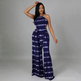 Plus Size Sexy Printed Sleeveless Loose Pants 2 Piece Sets OSIF-22198
