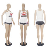Plus Size Casual Prited Tank Top And Shorts 2 Piece Sets SHD-9363