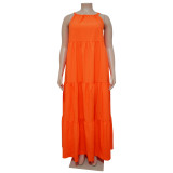 Plus Size Solid Sleeveless Big Swing Maxi Dress NNWF-7463