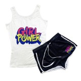 Plus Size Casual Prited Tank Top And Shorts 2 Piece Sets SHD-9363
