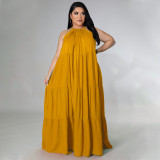 Plus Size Solid Sleeveless Big Swing Maxi Dress NNWF-7463