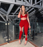 Sexy Halter Hollow Out Two Piece Pants Sets YIBF-60138