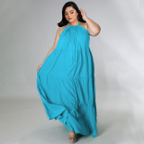 Plus Size Solid Sleeveless Big Swing Maxi Dress NNWF-7463