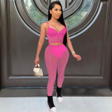 Sexy Mesh See Through Two Piece Pants Sets FOSF-8210