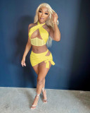 Sexy Crop Top+Mini Skirt+Briefs 3 Piece Sets NIK-292